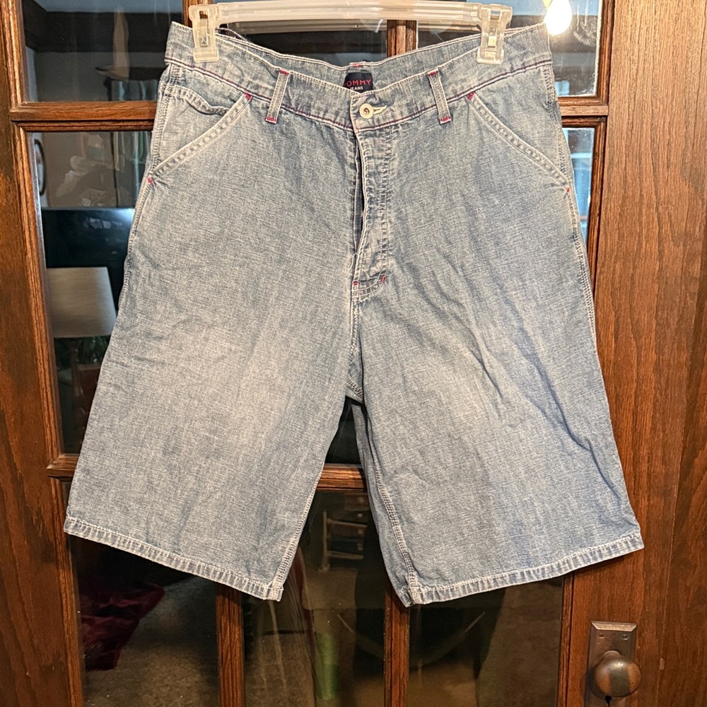 Tommy Jeans Mens Vintage 90s Carpenter Denim Shorts Light Wash Blue Size 34